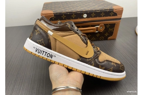 WHITE-LouiV Low JORDAN O-W AIR 1 Top -LouiV CASE) (WITH 0328